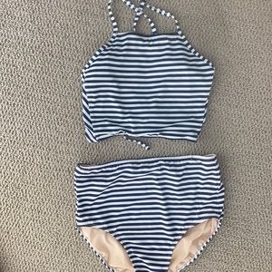 Albion fit switchback top and high waisted navy stripe set